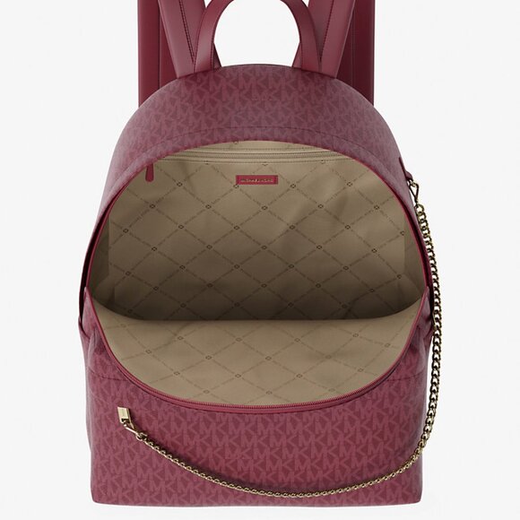New Michael Kors Slater Large Signature Logo Backpack Cherry